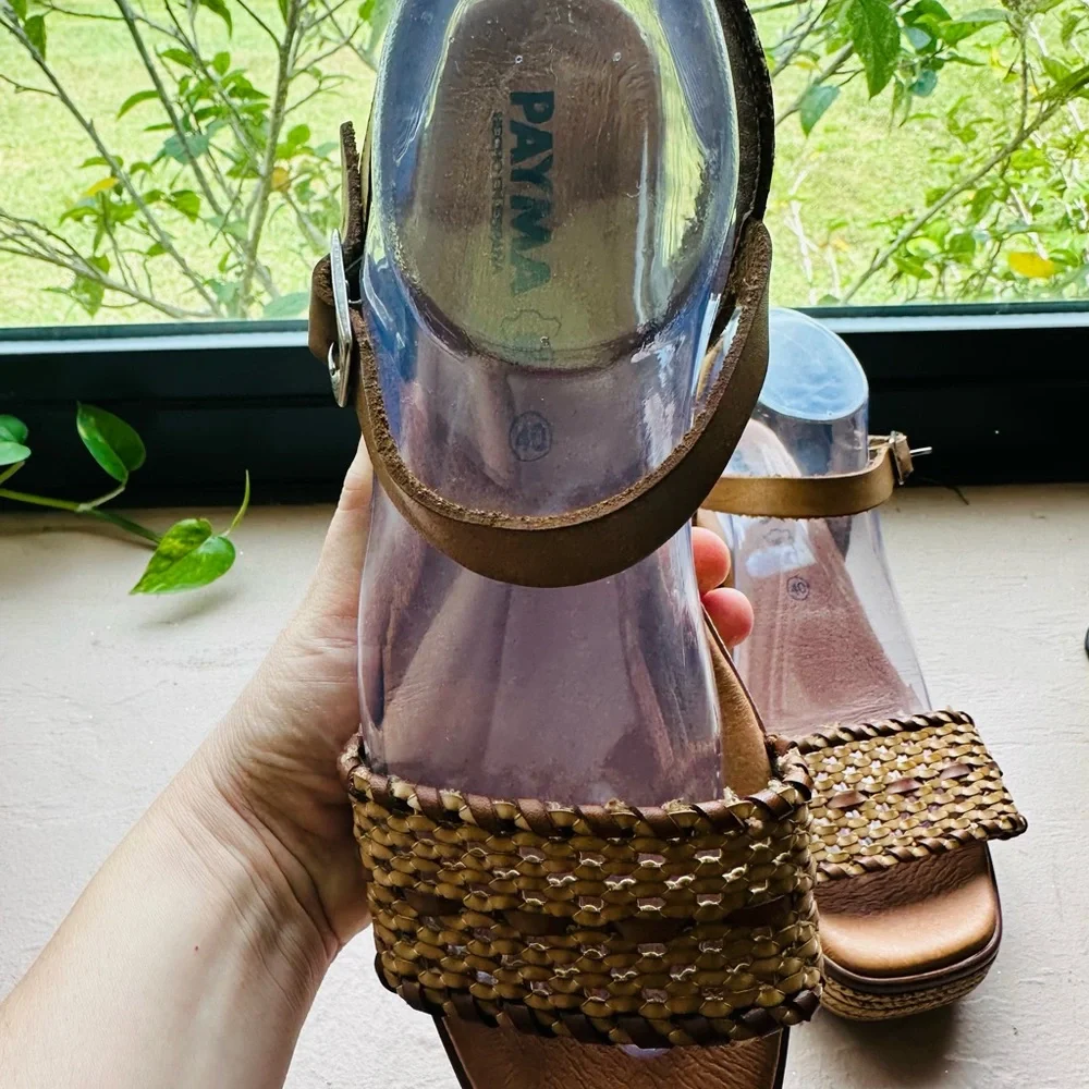 Payma Tan Woven Wedge Sandals Size Europe40/US 9-9.5